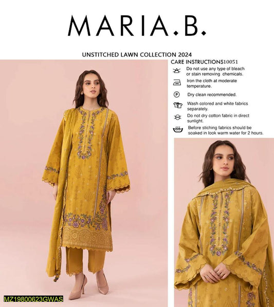 Embroidered Lawn Suit - Women Unstitched Collection