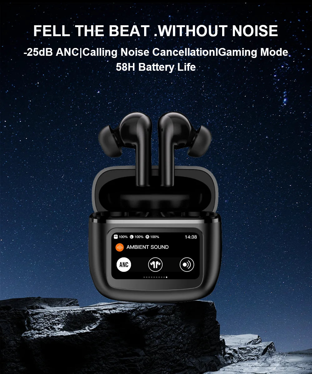 Beatfade S20 Pro Touch Screen ANC Wireless Earphones TWS Noise Cancelling Earbud Bluetoth 5.3 Support APP Long Battery life HiFi