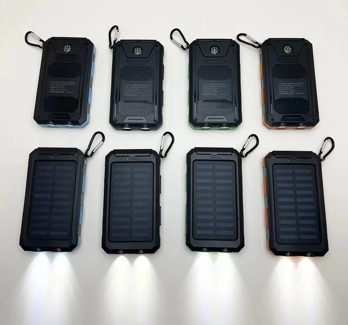 200000mAh  Large Capacity Solar Power Bank New Portable With Lanyard Compass External Battery Outdoor Camping Charging Powerbank