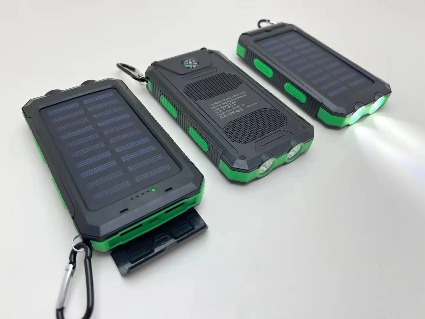 200000mAh  Large Capacity Solar Power Bank New Portable With Lanyard Compass External Battery Outdoor Camping Charging Powerbank