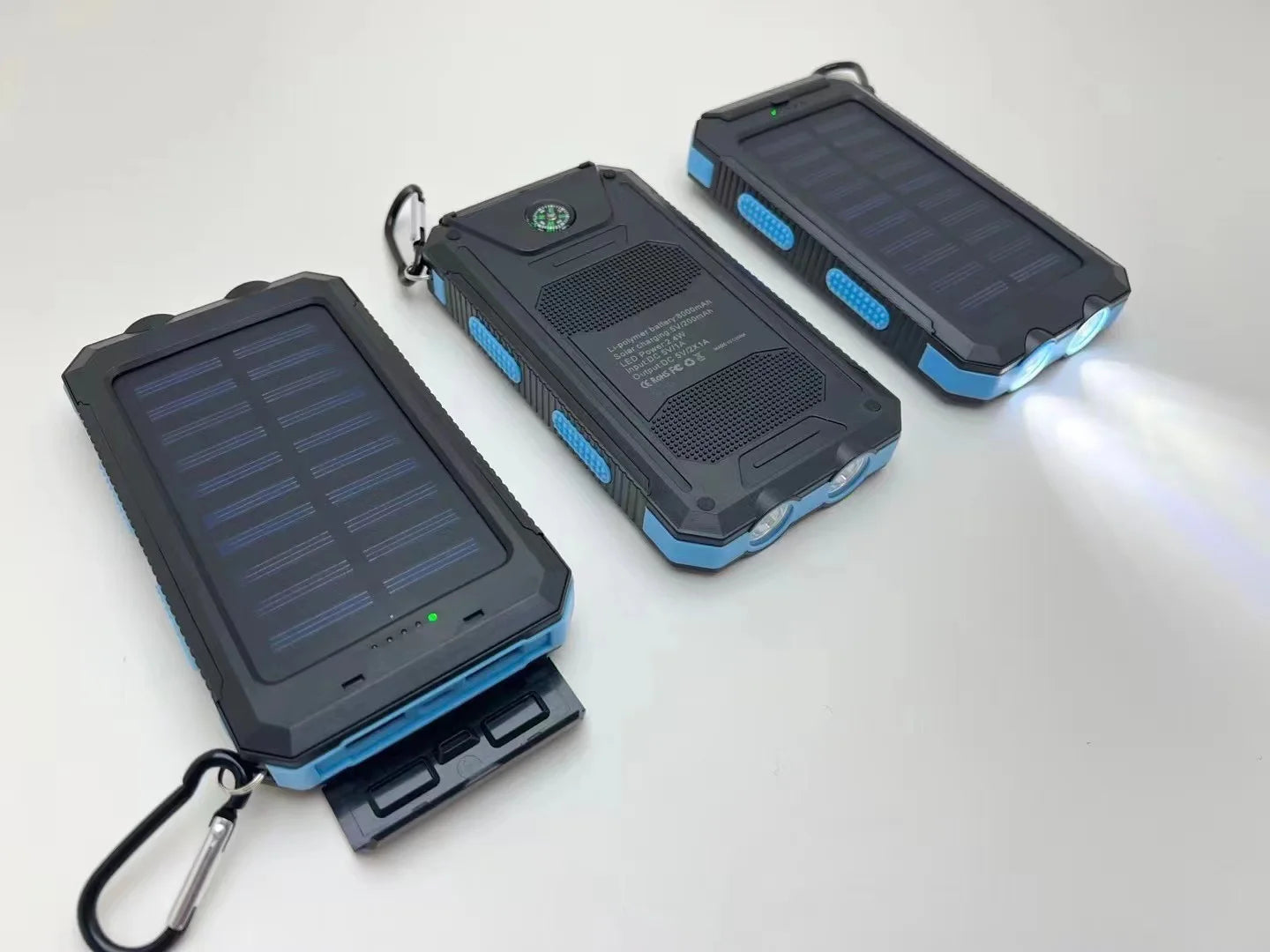 200000mAh  Large Capacity Solar Power Bank New Portable With Lanyard Compass External Battery Outdoor Camping Charging Powerbank