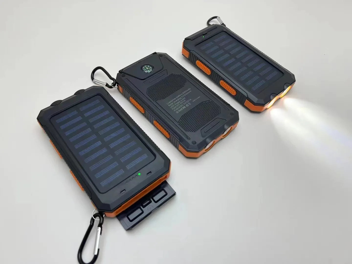 200000mAh  Large Capacity Solar Power Bank New Portable With Lanyard Compass External Battery Outdoor Camping Charging Powerbank