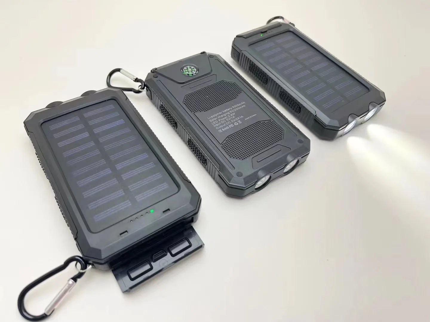 200000mAh  Large Capacity Solar Power Bank New Portable With Lanyard Compass External Battery Outdoor Camping Charging Powerbank